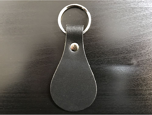Black - Real Leather Key Fob - Pear Drop